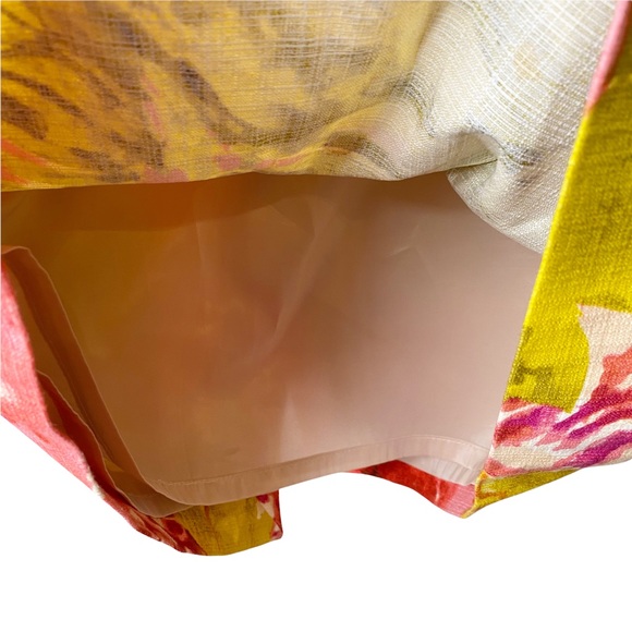 J Crew Gold Floral Watercolor Jacquard Lined Pencil Skirt Size 0 - Picture 6 of 7